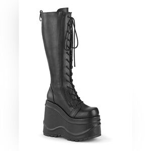 Demonia Black Platform Knee-High Boots